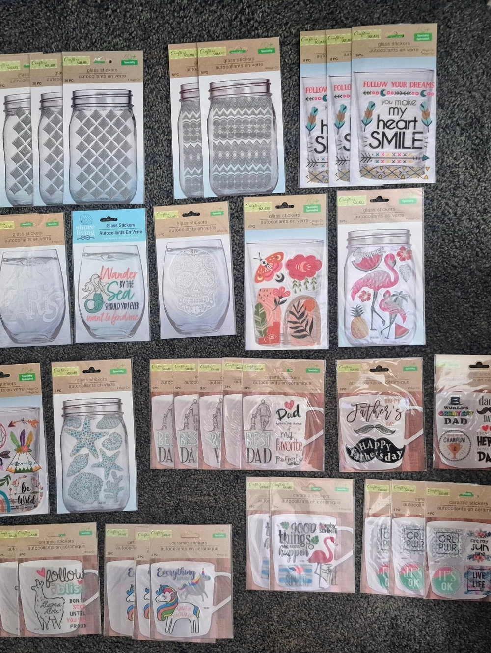Mega Lot 35 Packs Crafter's Square Glass & Ceramic Magic-On Stickers